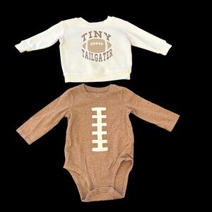 Bundle Of 2 Baby Boy Football One Piece Sweater Tiny Tailgater Size 6 Months